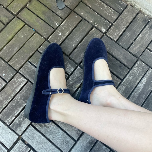 Blue velvet ballet flats - Picture 5 of 6